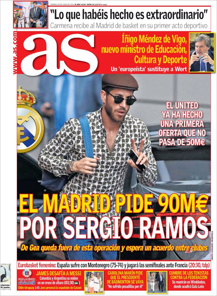 sergio ramos portada as