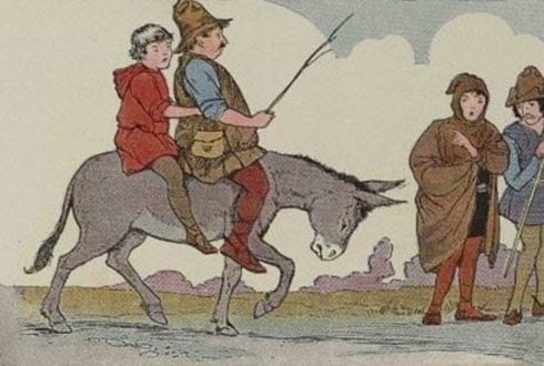 El padre el hijo y el burro