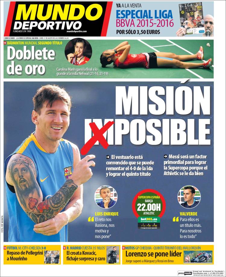 Mundo Deportivo Portada 17.08.15