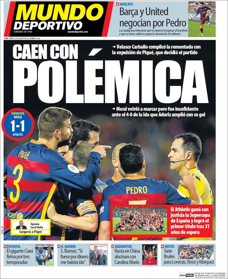 Mundo Deportivo Portada 18.08.15