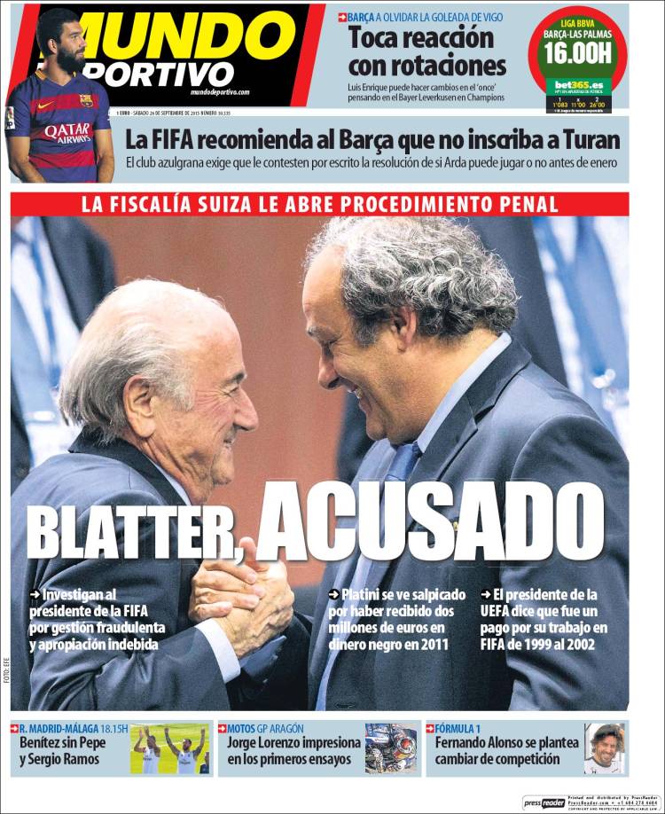 Mundo Deportivo Portada 26.09.15