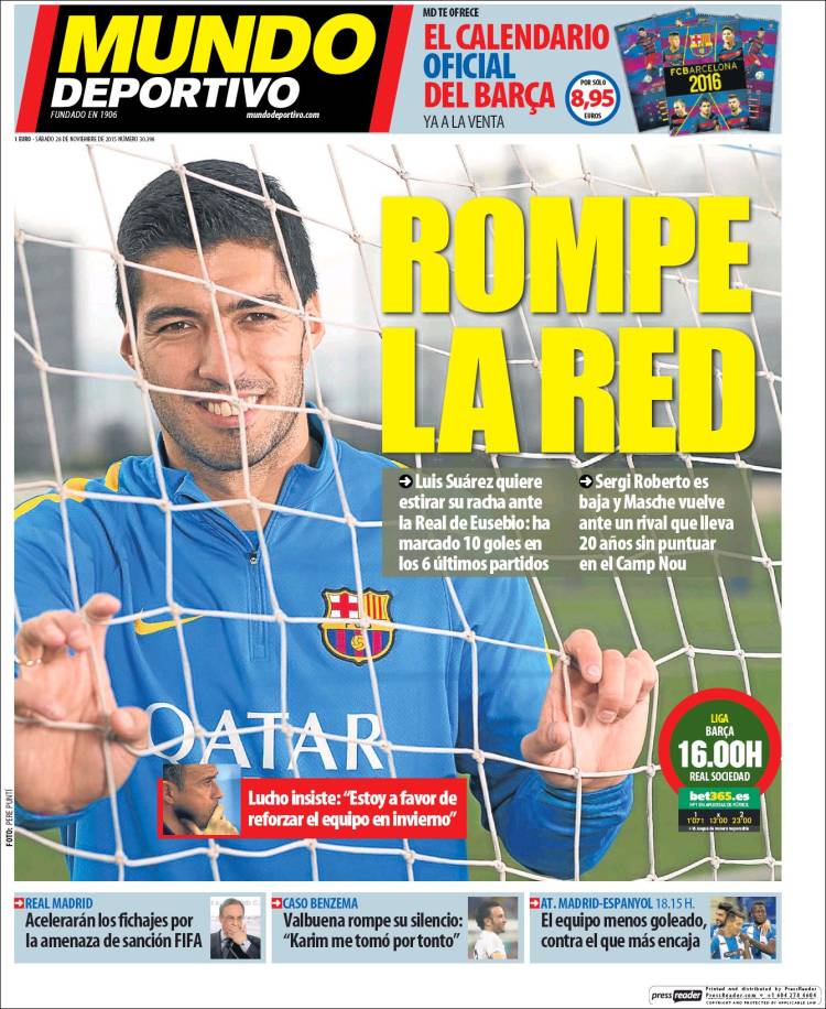 Mundo Deportivo Portada 28.11.15