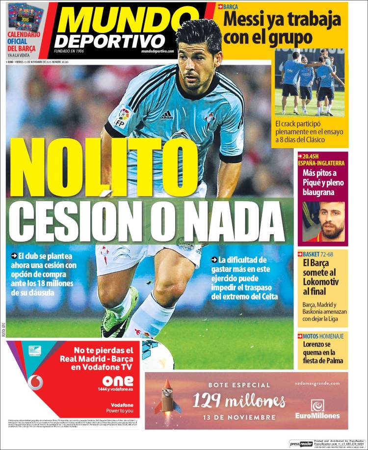 Mundo Deportivo Portada 13.11.15