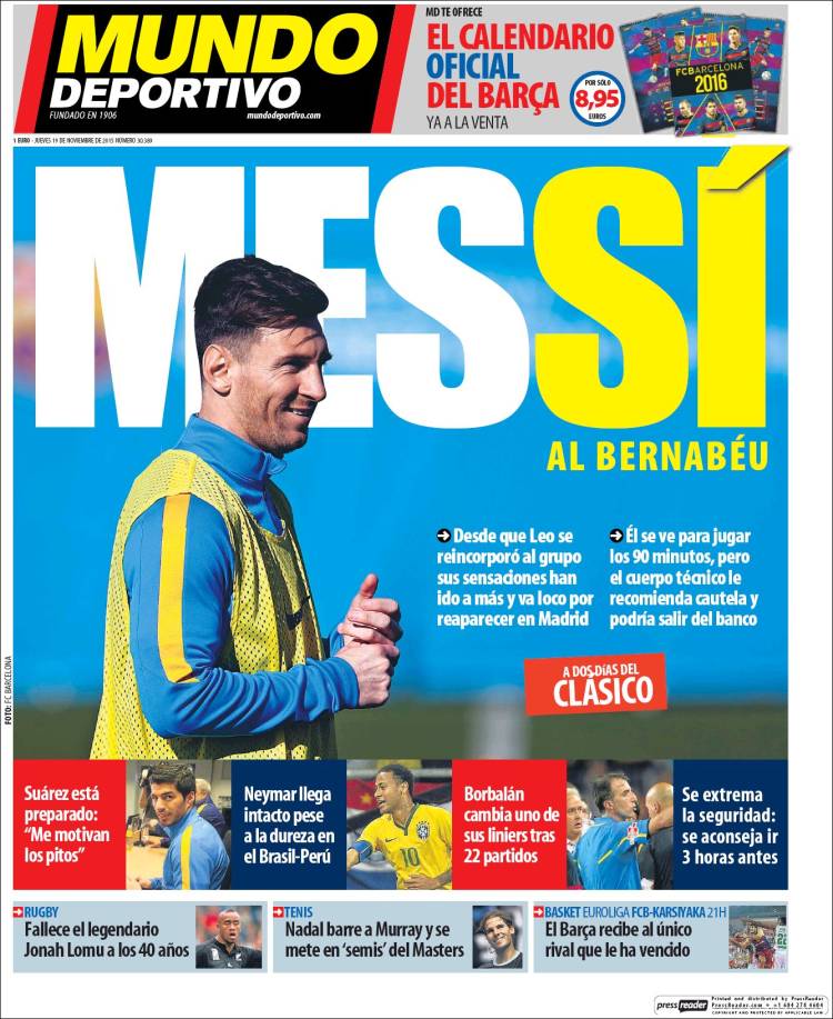 Mundo Deportivo Portada 19.11.15