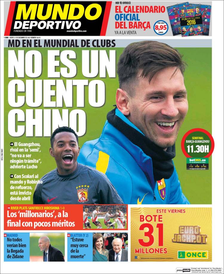 Mundo Deportivo Portada 17.12.15