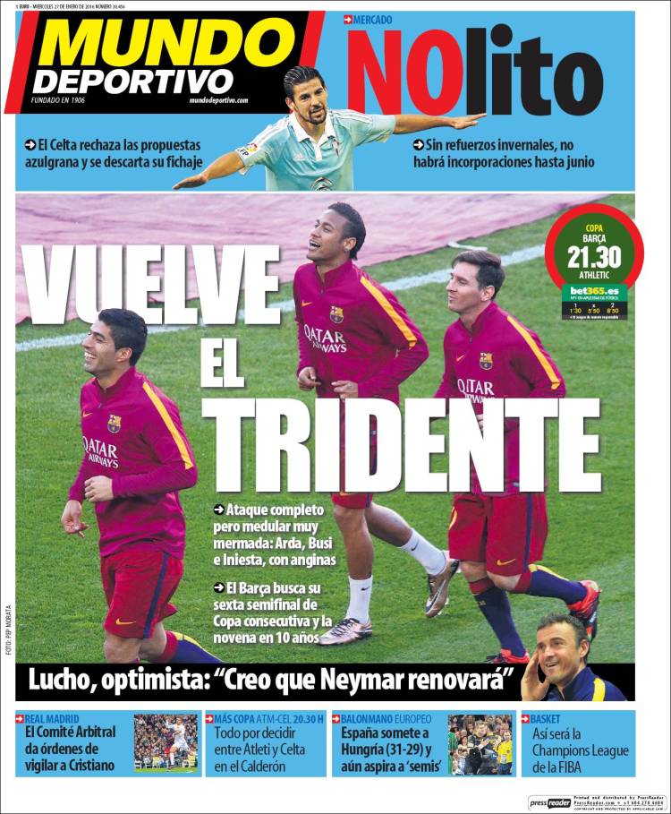 Mundo Deportivo portada 27.01.16