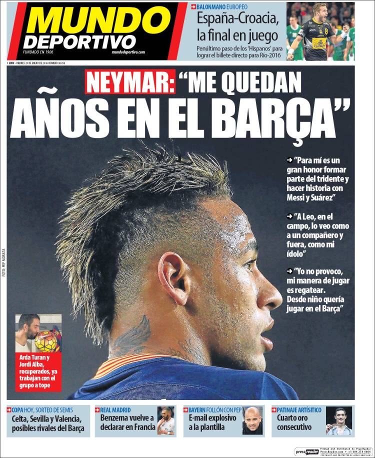Mundo Deportivo Portada 29.01.16