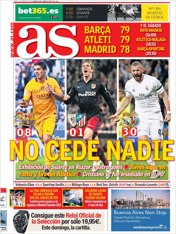 As Portada No cede nadie 21.04.16