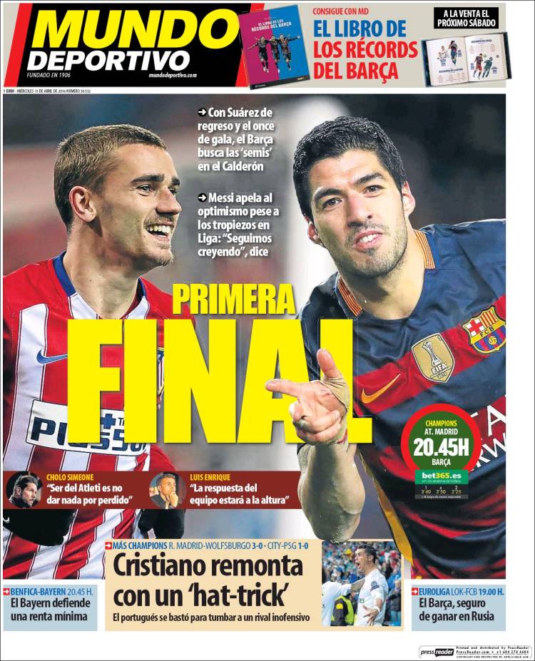 Mundo Deportivo Portada 13.04.16