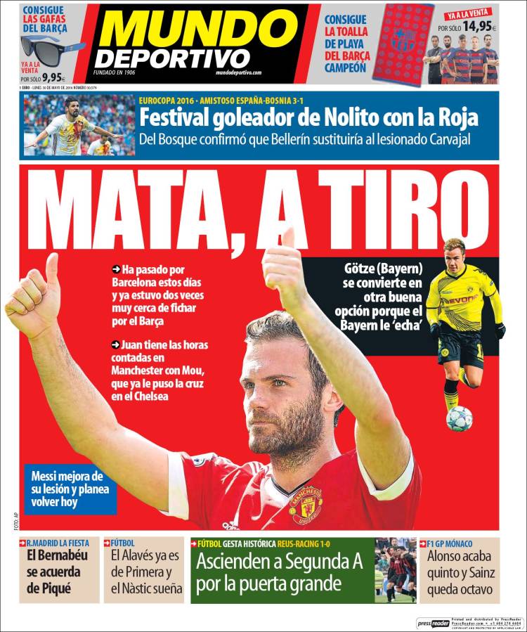 Mundo Deportivo Portada Mata 30.05.16
