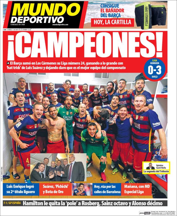 Mundo Deportivo Portada Campeones 15.05.16