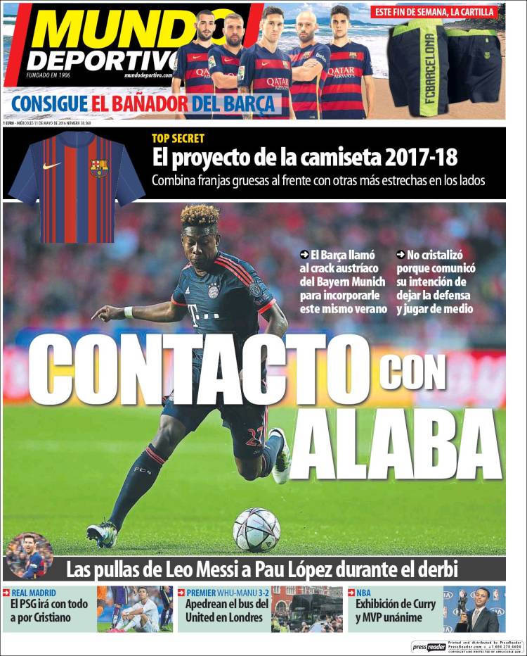 Mundo Deportivo Portada Alaba 11.05.16