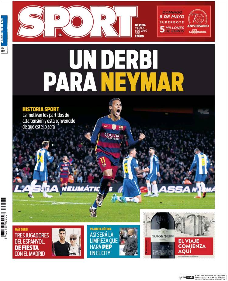 Sport Portada Neymar 06.05.16