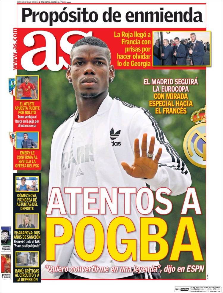 As Portada Pogba 09.06.16
