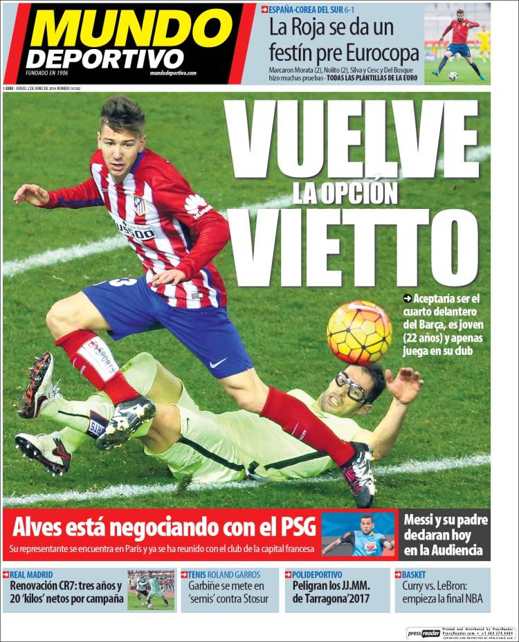 Mundo Deportivo Portada Vietto 02.06.16
