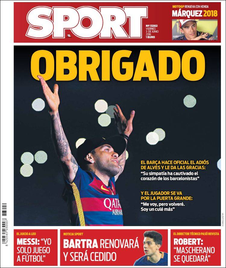 Sport Portada Obrigado 03.06.16