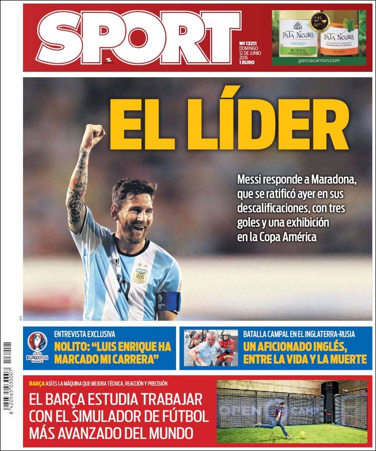 Sport Portada Messi 12.06.16