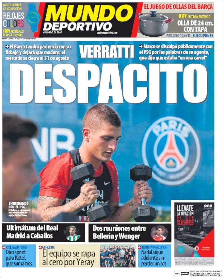 Mundo Deportivo Portada Verratti 08.07.17