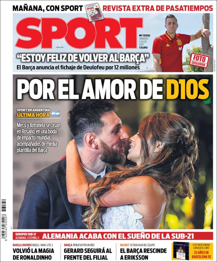 Portada Sport Boda Messi 01.07.17