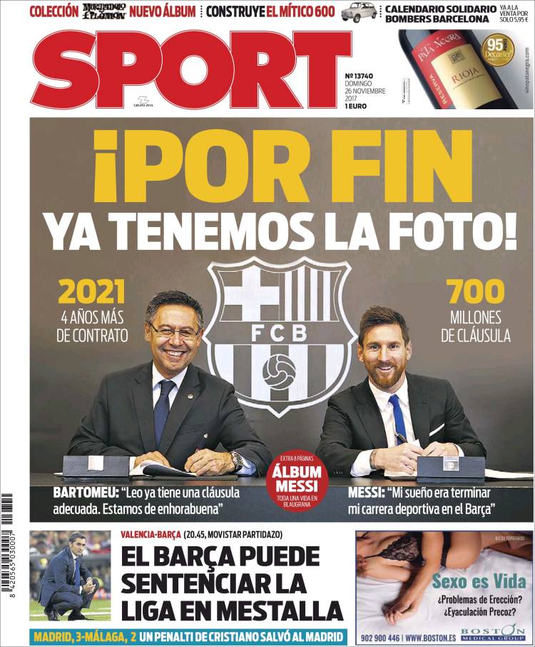 Portada Sport renovación Messi 26.11.17