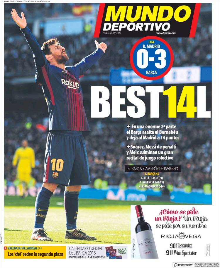 Mundo Deportivo Portada postclásico 24.12.17