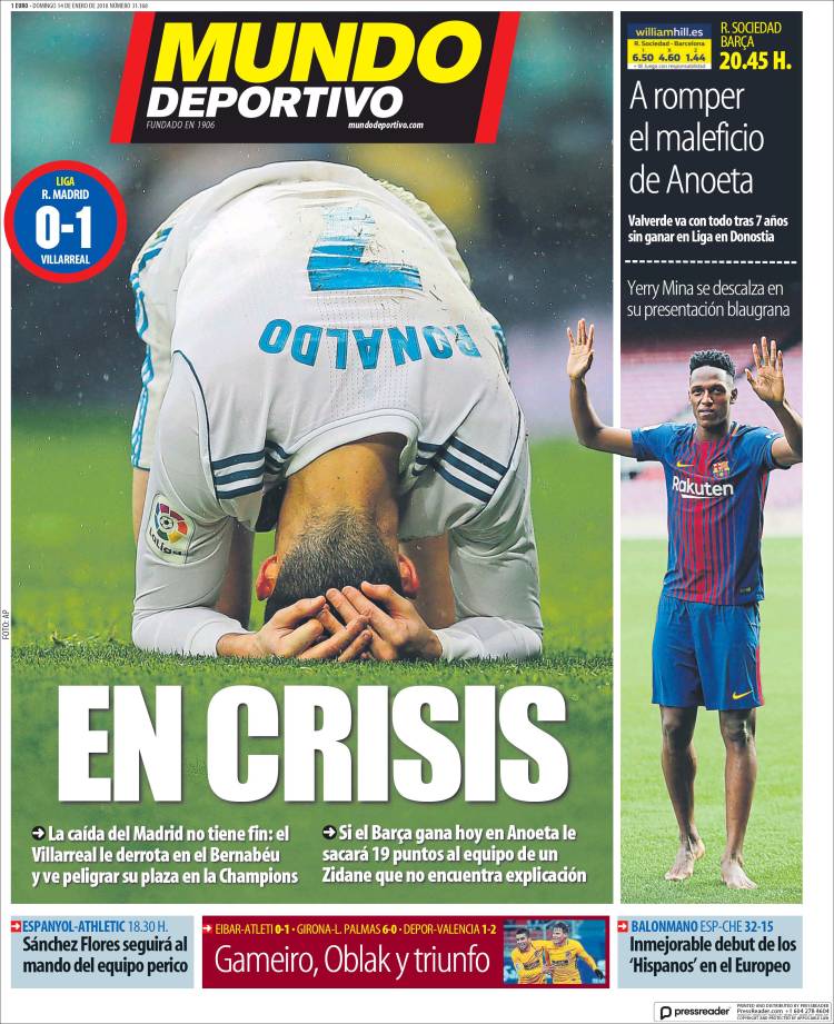 Mundo Deportivo Portada Crisis 14.01.18