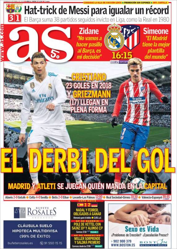 As Portada Derbi Gol 08.04.18