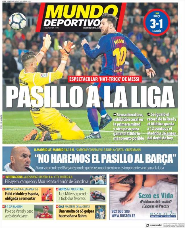 Mundo Deportivo Portada Pasillo 08.04.18