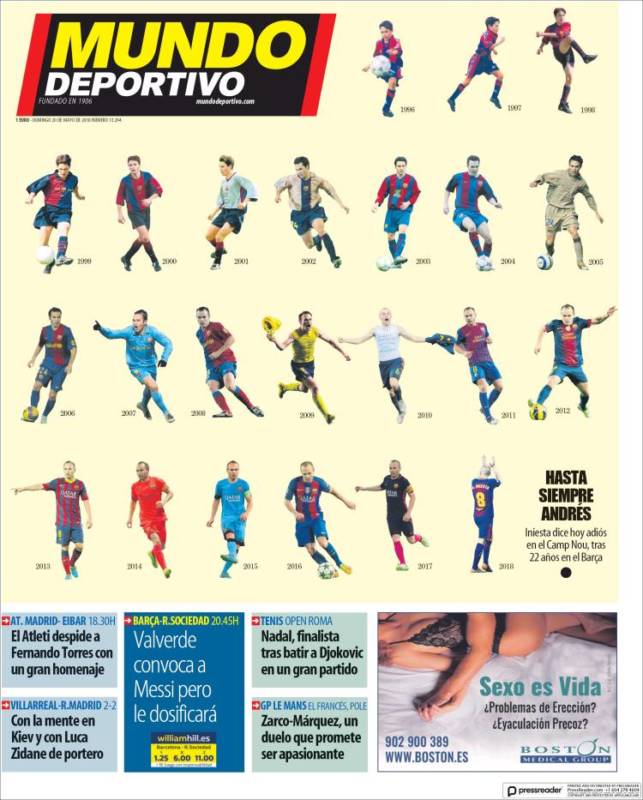 MD Portada Despedida Iniesta 20.05.18