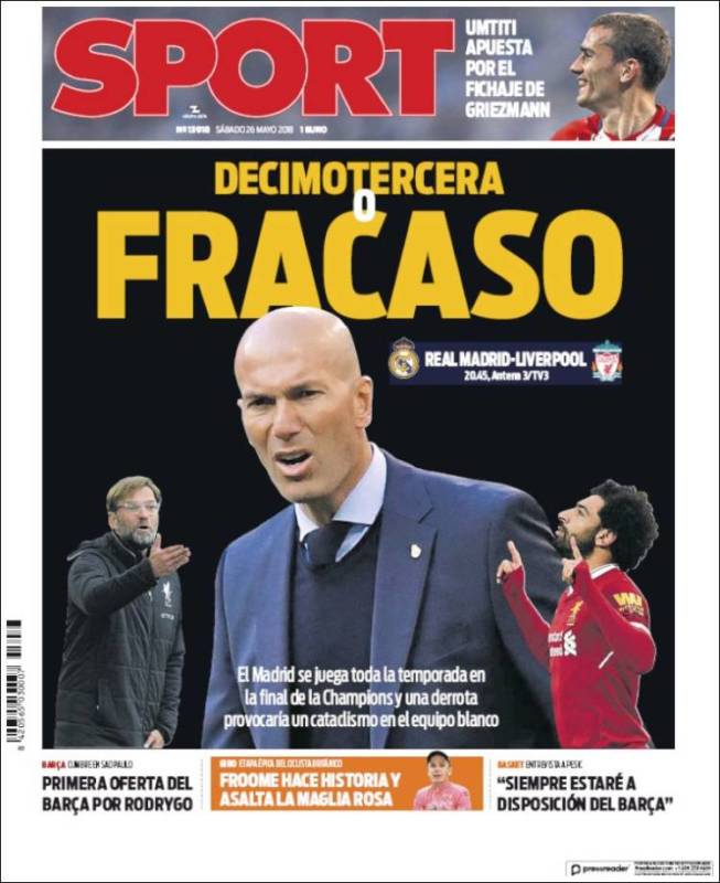 Sport Portada Previa Champions 26.05.18