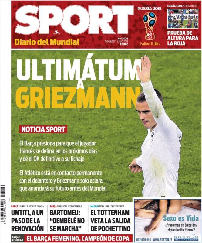 Sport Portada Griezmann 03.06.18