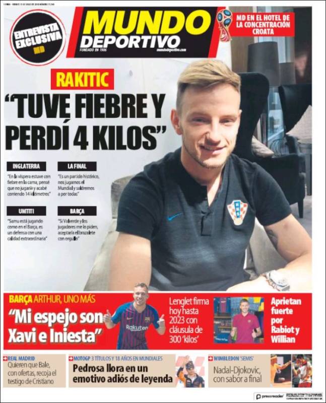Mundo Deportivo Portada Rakitic 13.07.18