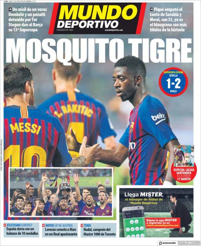 Mundo Deportivo Portada Mosquito tigre 13.08.18