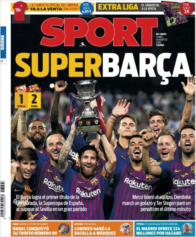 Sport Portada Superbarça 13.08.18