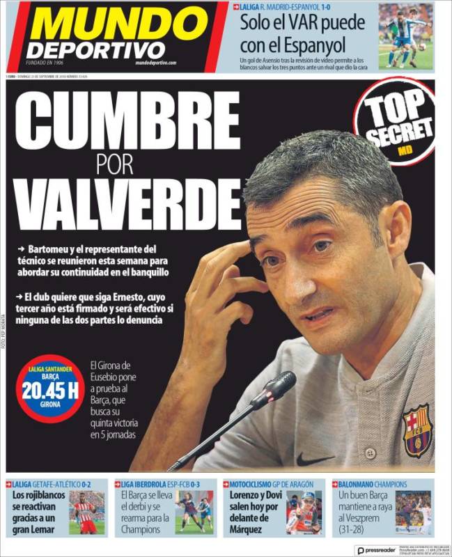 Mundo Deportivo Portada Valverde 23.09.18