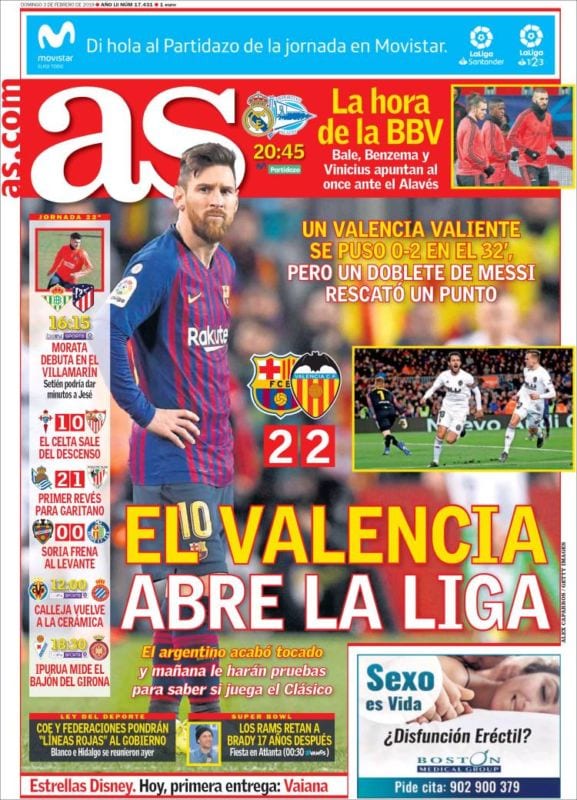 As Portada Abre la Liga 03.02.19
