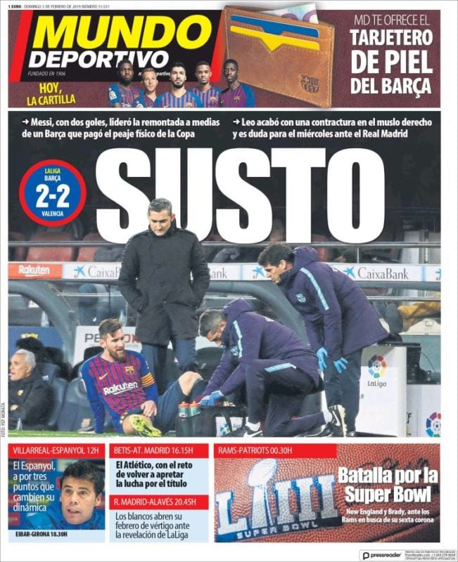 Mundo Deportivo Portada Susto 03.02.19