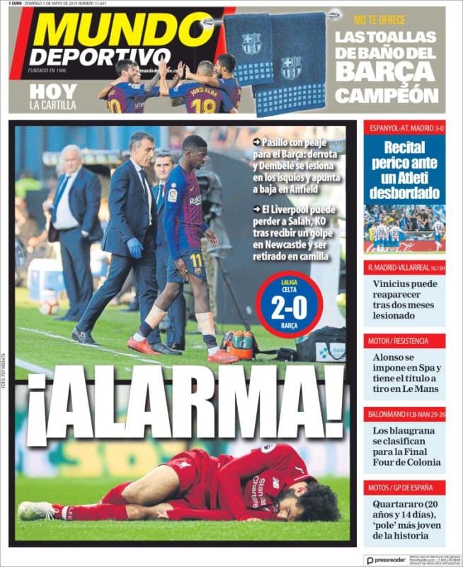Mundo Deportivo Portada Alarma 05.05.19