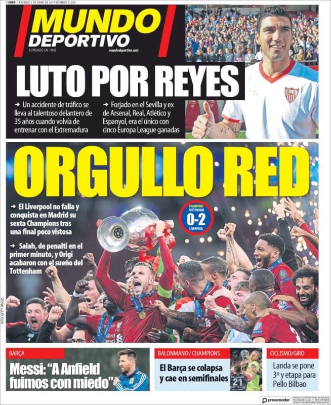 Mundo Deportivo Portada Liverpool 02.06.19