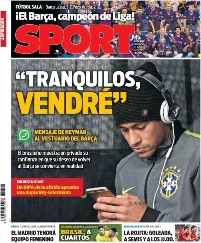 Sport Portada Neymar 23.06.19