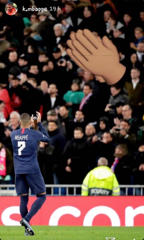 Story de Instagram de Mbappé agradeciendo al público del Bernabéu Story de Instagram de Mbappé agradeciendo al público del Bernabéu