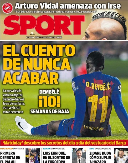 PORTADA SPORT 30/11 PORTADA SPORT 30/11