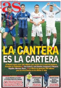 Portada de AS que destaca el rendimiento económico del Real Madrid por las ventas de sus canteranos.