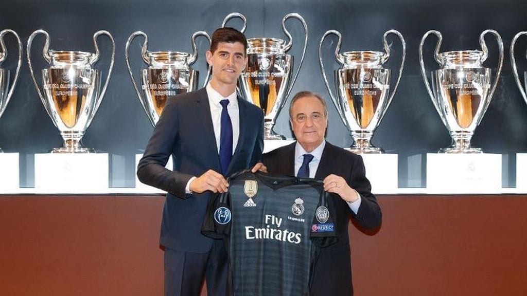 Courtois y Florentino Pérez
