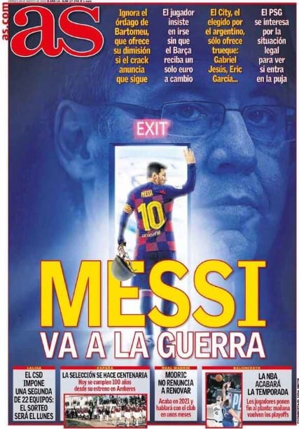 Portada AS Messi guerra