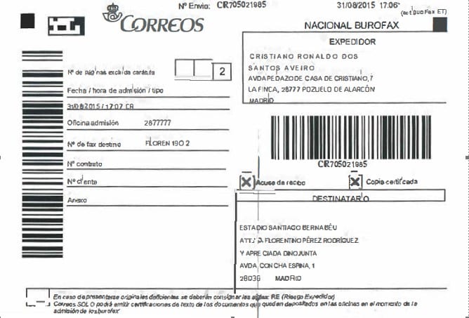 Burofax Cristiano Ronaldo