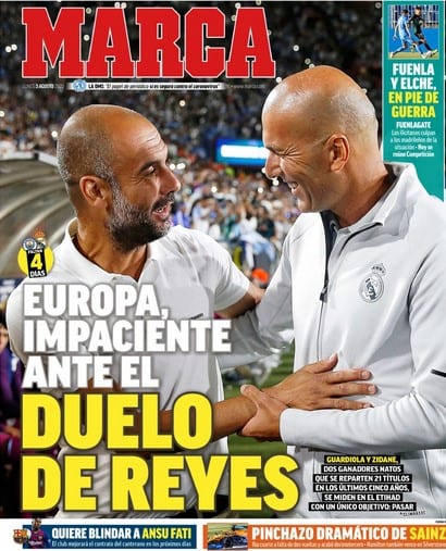 Guardiola y Zidane se saludan