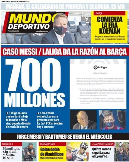 Portada Mundo Deportivo cláusula Messi