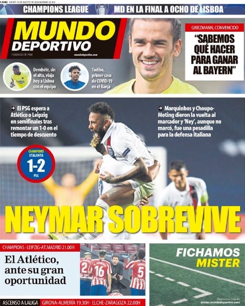 Portada Mundo Deportivo Neymar Champions