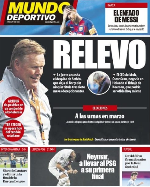 Portada Mundo Deportivo Koeman relevo